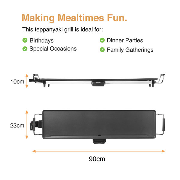 VonShef Electric XXL Teppanyaki Barbecue Table Grill Griddle & Reviews